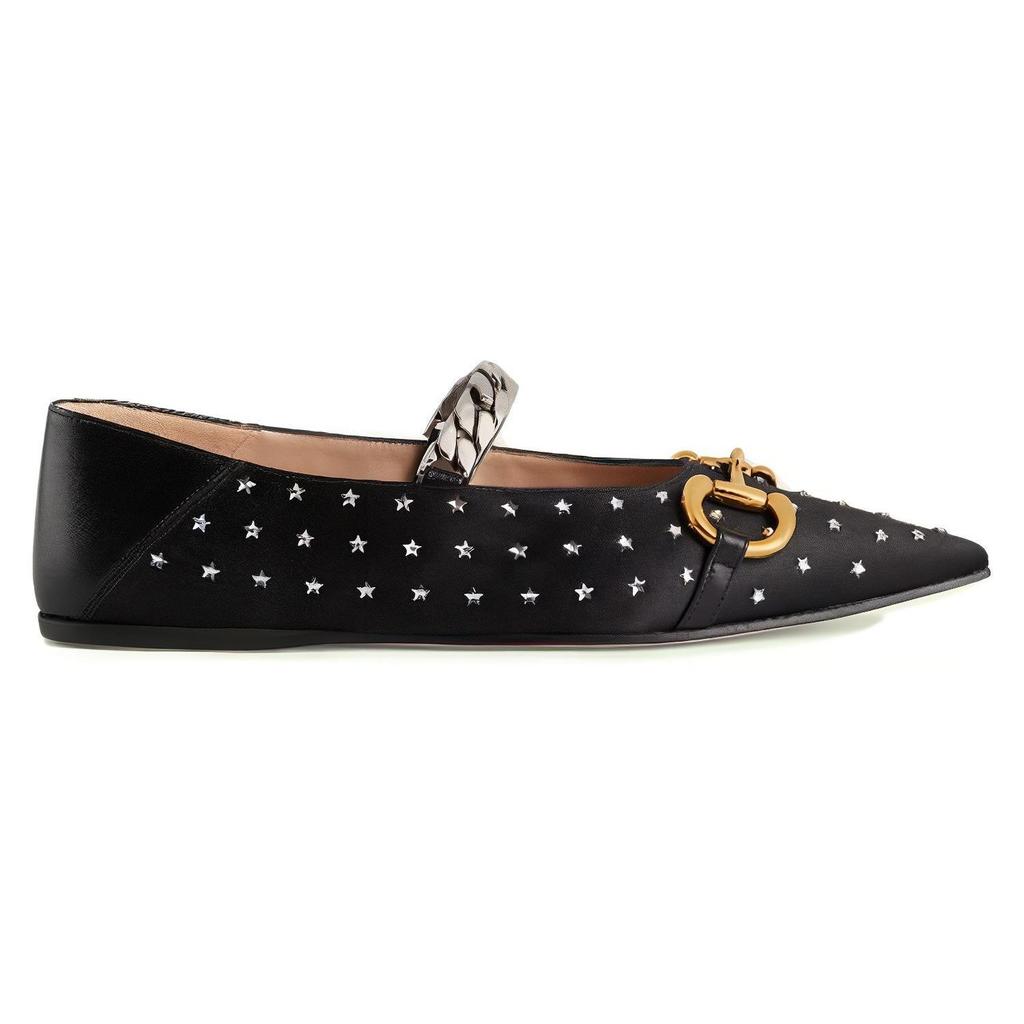 GUCCI Lovelight Series Suede Flat Shoes Women's Black 707697 KND90 1000
