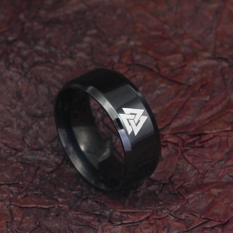Stainless Steel Nordic Mythology Viking Triangle Logo Ring, Men's and Women's Couple's Ring, Jewelry Gift