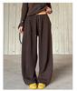 Women's Coffee-Colored High-Waisted Wide-Leg Pants - Mid-Rise with Thickened Fabric for Slimming Effect - Autumn/Winter 2025