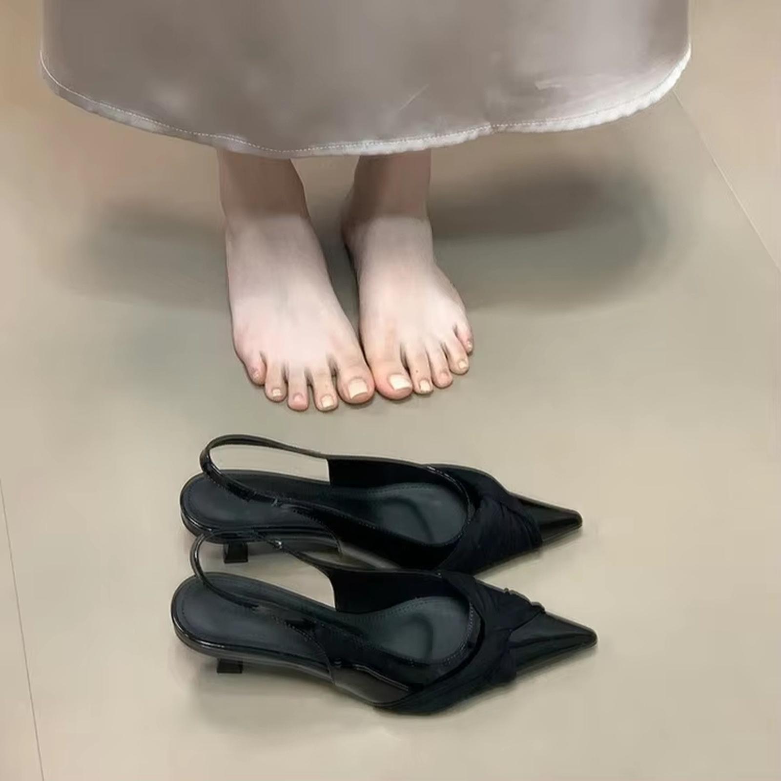 Women s Summer French Pointed Toe Stiletto Backless Sandals 39 чёрный 1940₽