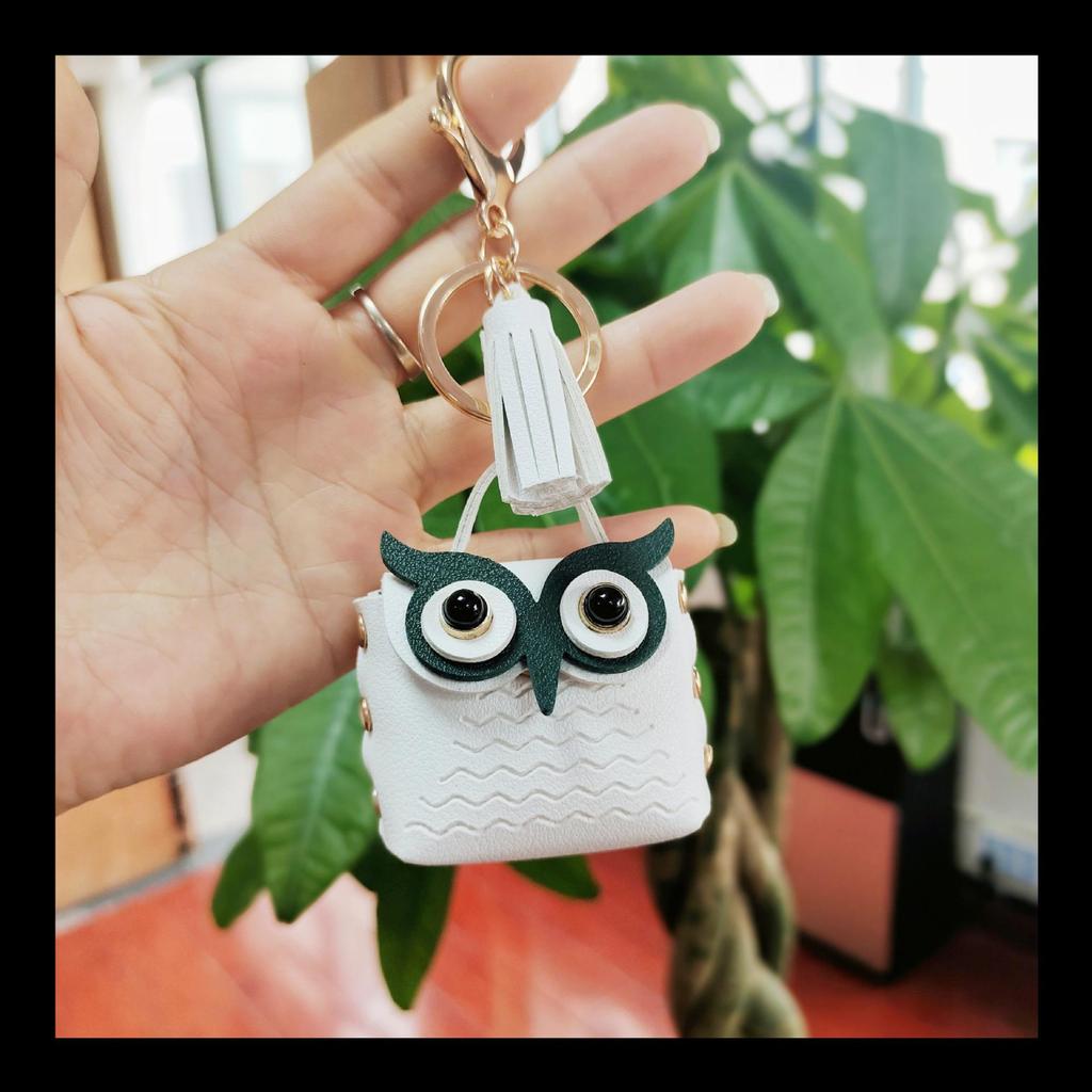 Korean Tassel Owl Coin Purse & Keychain – Trendy Cartoon Earphone Bag Charm