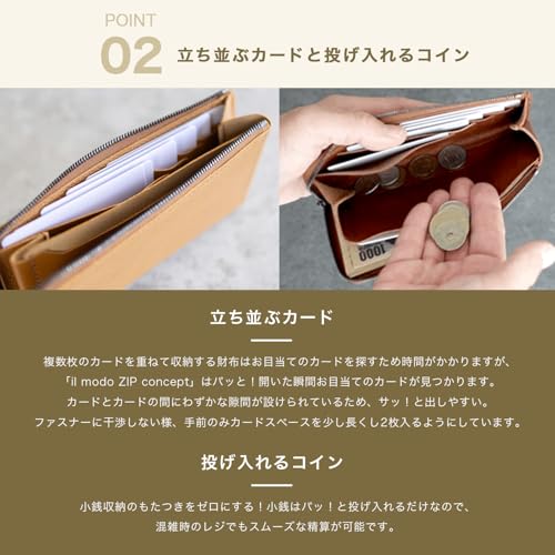 [STATUSY] Il Modo ZIP Concept L-shaped Zipper Genuine Leather Long Wallet (for Left-handed, Chocolate)