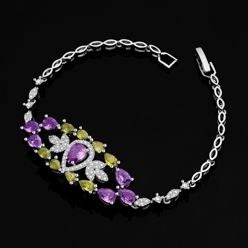 Original Design Hollow-out Unique Design Light Luxury Color Zirconium Necklace Earrings 4-piece Set Niche Versatile Jewelry Women