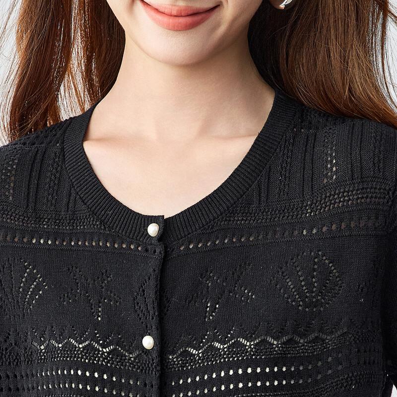 Women's Pure Cotton Hollow-Out Short Sleeve Cardigan