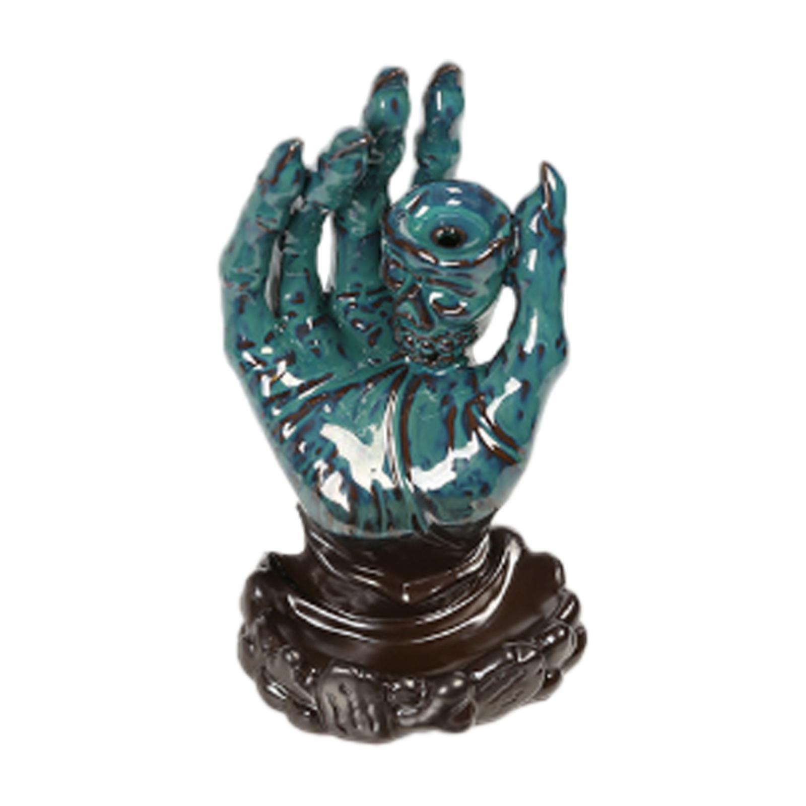 

Backflow Incense Burner Tabletop Ornament Statue Vivid Details Ghost Hand синій