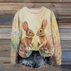 Kadın Moda Baskılı Uzun Kollu Bol Yuvarlak Yaka Sweatshirt Üst Sonbahar