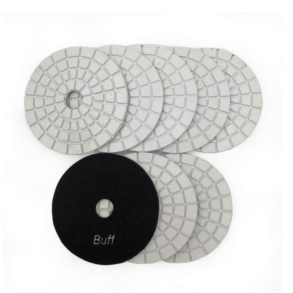 SHDIATOOL 8Pcs 4 Inch Diamond Wet Polishing Pads with White Bond Grit 50 Sanding Pads Grinding Pads for Marble Granite Stone