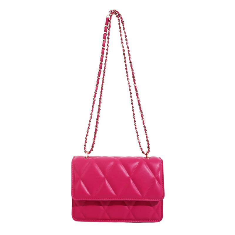 

2024 spring and summer rhombus small bag women s bag fashion temperament chain underarm bag commuter texture shoulder messenger bag рожевий червоний колір