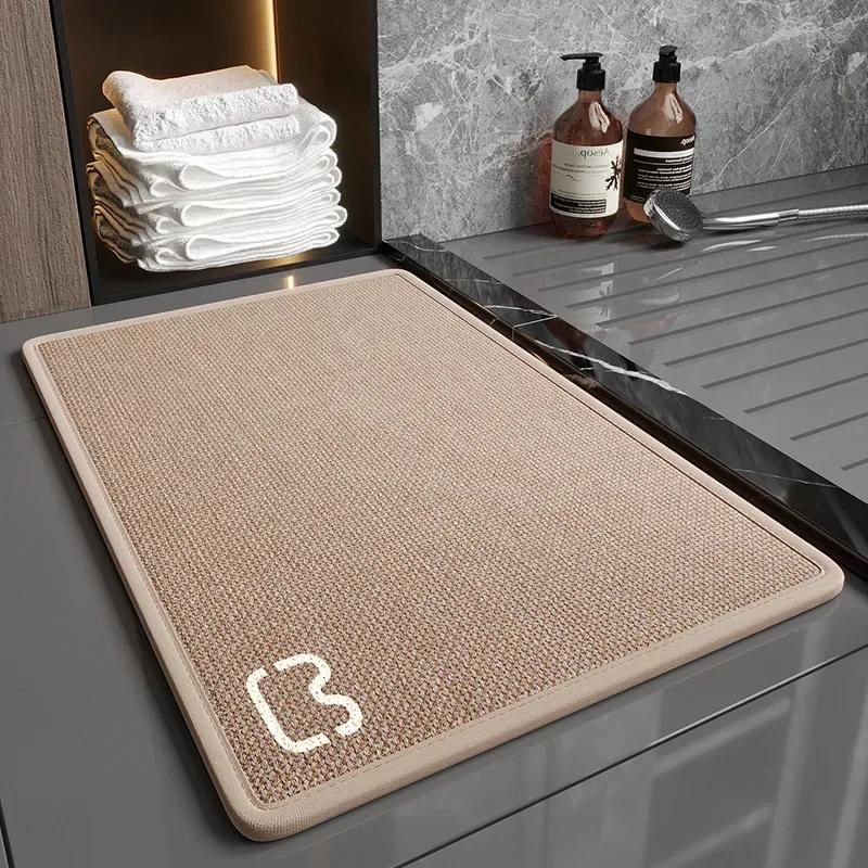Bathroom Mat Non-Slip Bathtub Rugs Thick Memory Absorbent Linen Jute MatSoft Home Shaggy Floor Carpet For Living Rooms Hallways