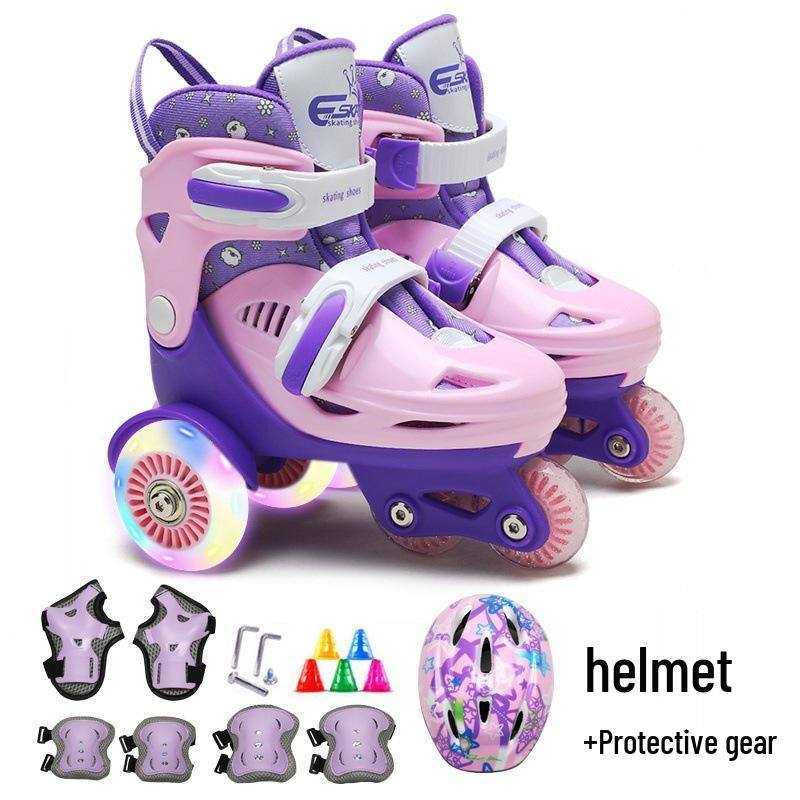 Custom Kids' Beginner Inline Roller Skates with Flashing Double Row Wheels