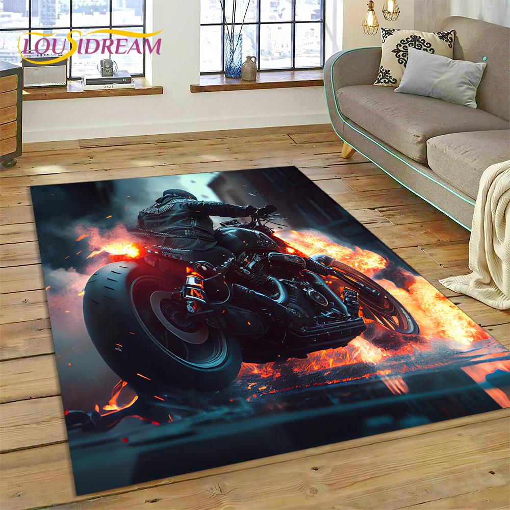 Motocross Motorcycle Modern Rug Carpet for Living Room Bedroom Home Decor,Floor Mat Non-slip Decoration for Sofa Kitchen doormat