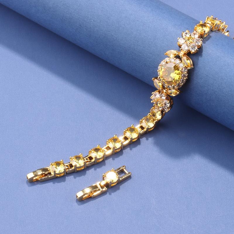 12-Colors Zircon Elegant Women'S Charms Italian Bracelet Gold Plated Luxury Wedding Jewelry Accessories