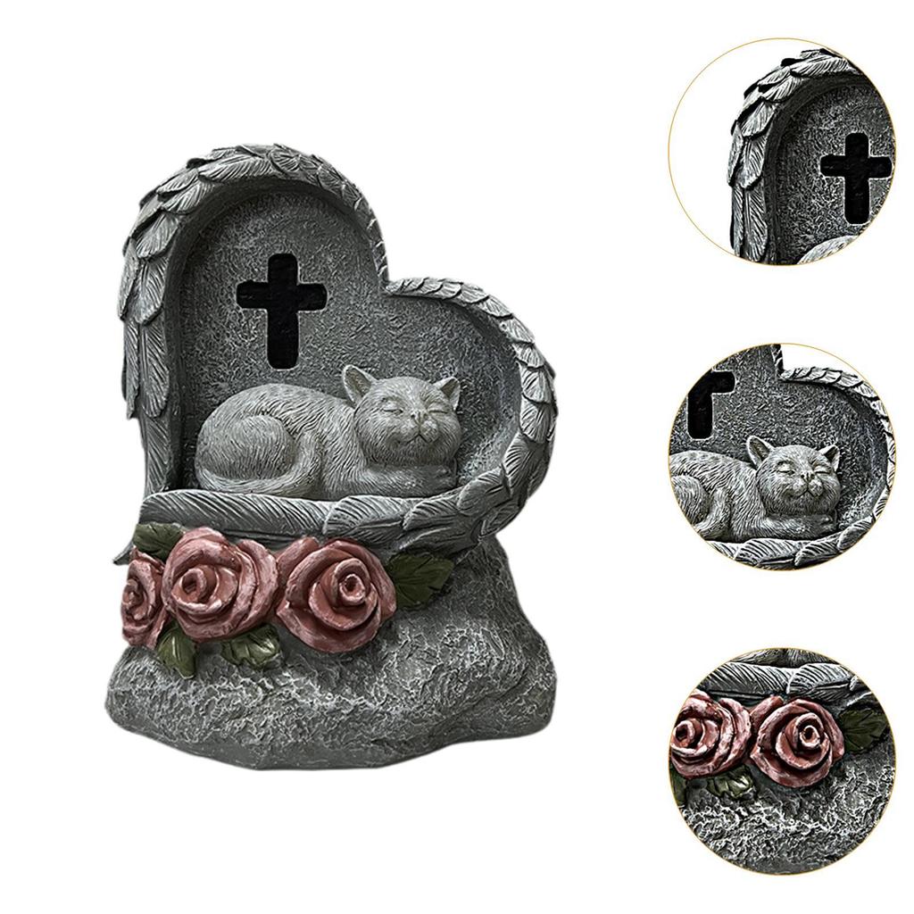 Small Animal Monumen Yard Decoration Compact Memorial Gifts Waterproof Outside Loss of Pet Gift Sola Powered Pet Grave Marker