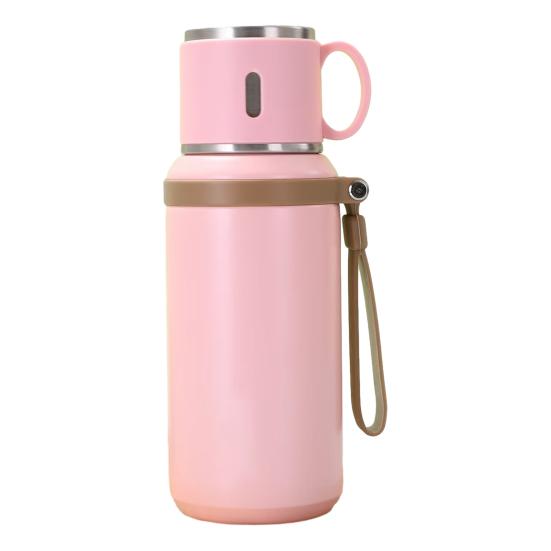 Cup 316 Stainless Steel Vacuum Insulated Bottle with Leakproof Lid And Portable Handle 2-in-1 Drinking Cup Wide Mouth for Hot Cold Drinks