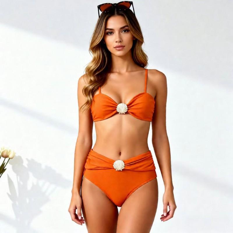 Swimsuit Feminine Solid Color Suspender Tube Top Bikini Beach Vacation Women