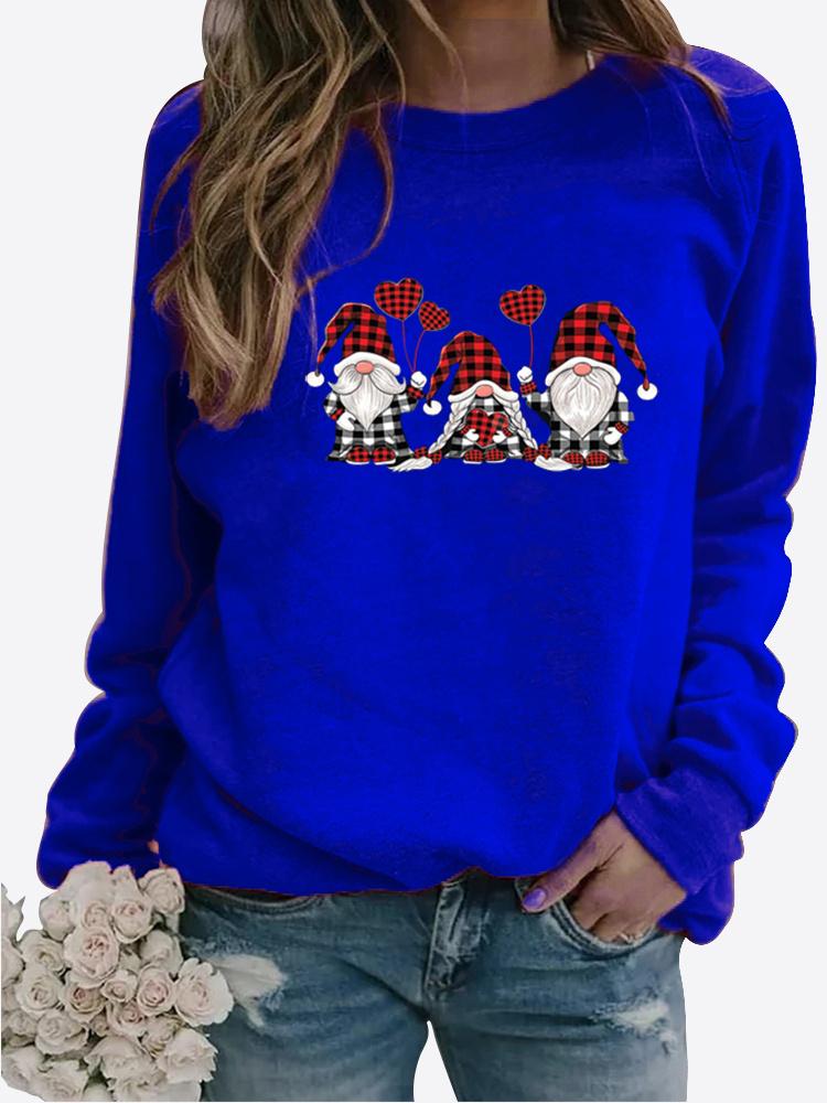 Autumn and Winter Women's Christmas Theme Printing Sweater Round Neck Long Sleeve Casual Sweatshirt Plus Size Top