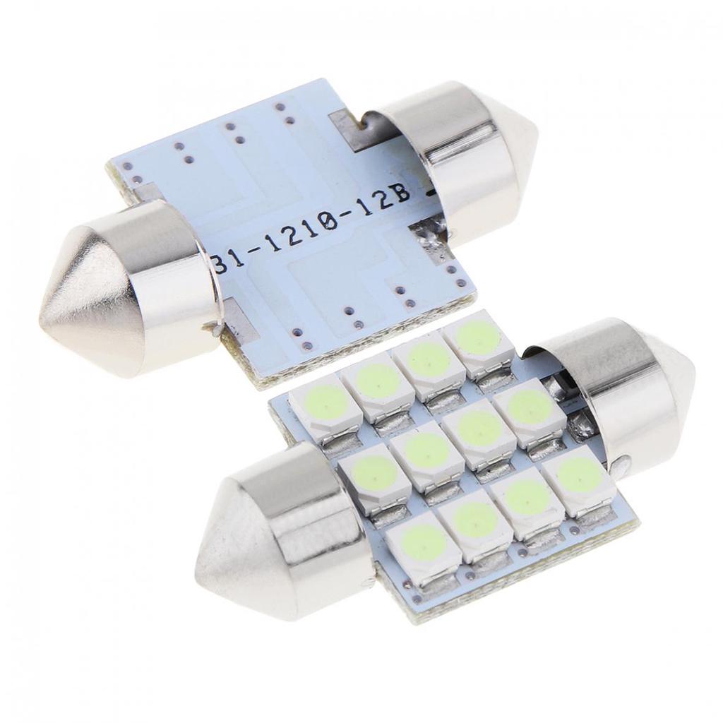 Buy 2pcs 31mm Length 12SMD 5050 LED Bulbs Car Interior Blue Lights at