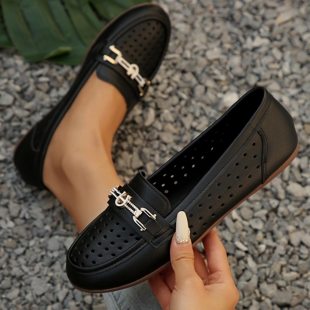 Damen Leder Freizeitschuhe Damen Ausgeschnitten Weiche Loafer Koreanische Version Flache Schuhe Mokassins Damen Luxusmarke Zapatillas Mujer