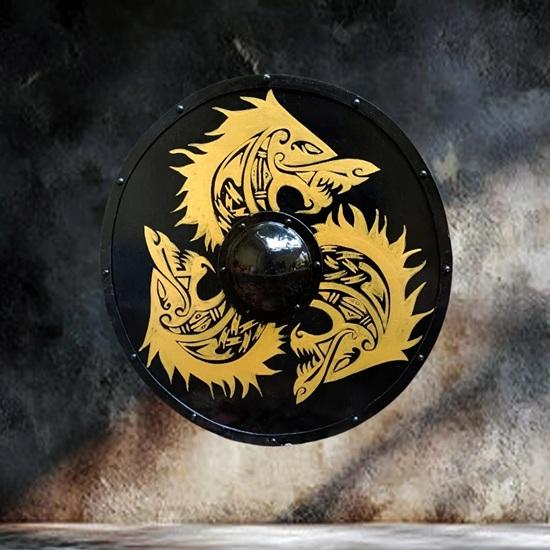 60.96 cm Black Wooden Viking Shield Warrior Shield Ancient War Round Shield Best Gift Decorative