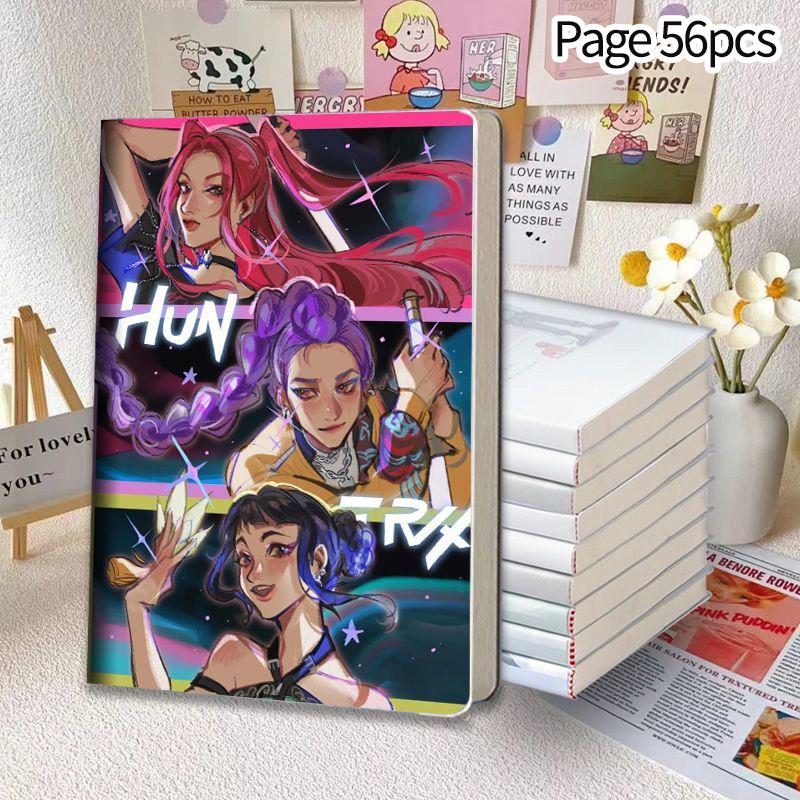 Kpop Demon Huntrix Notizbuch, 56-80 Seiten, Schulbedarf, Anime- und Kpop-Papiernotizbuch für Schüler, Kpop-Fans, Geschenkidee