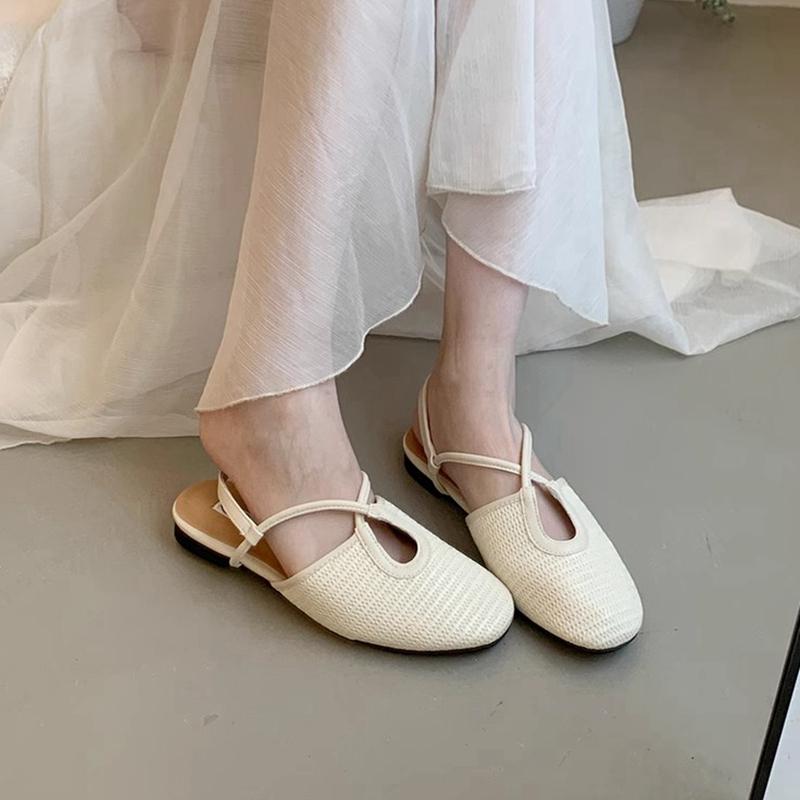Fashion SUOJIALUN 2025 New Brand Women Flat Shoes Fashion Round Toe Ladies Elegant Single Shoes Soft Flat Heel Outdoor Dress Sandal Shoe