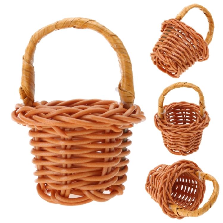 10pcs Small Baskets Wovens Basket with Handle Miniature Creatives Craft Supplies