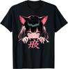 QRXYTVEIMN Anime Waifu Schattig Anime Manga Kattenmeisje Zoet Retro Japan T-shirt