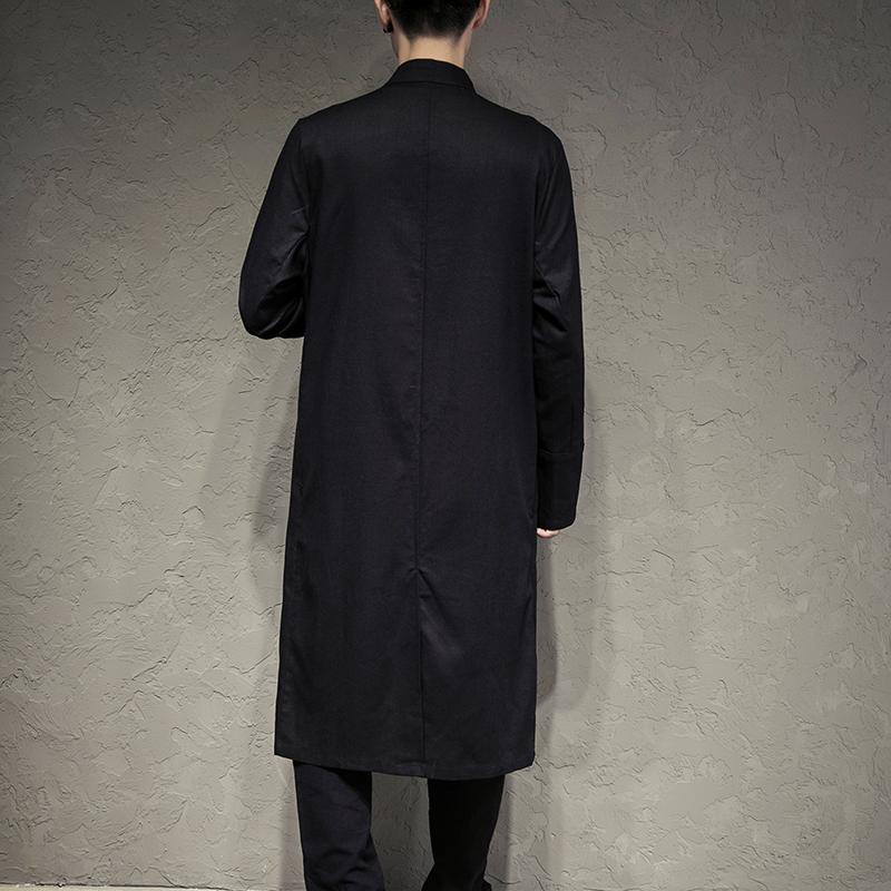 Frühlings Herren Chinesischer Stil Trench Windbreaker Jacke Herren Streetwear Orientalische Kleidung Herren Chinesischer Mandarin Trenchcoat