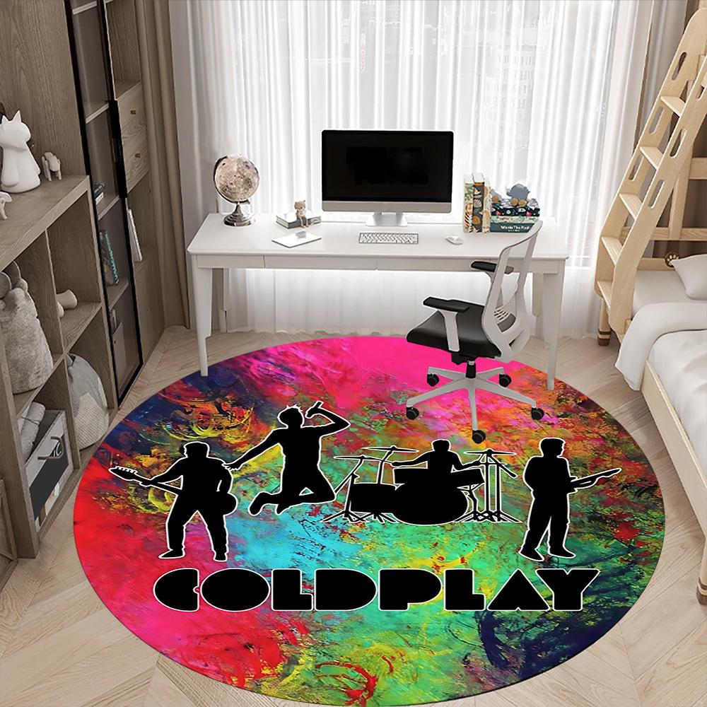 1PC Coldplay Band Logo Office Round Rug Perfect for Office Non-Slip Backing, Decorative Floor Mat yy250916060