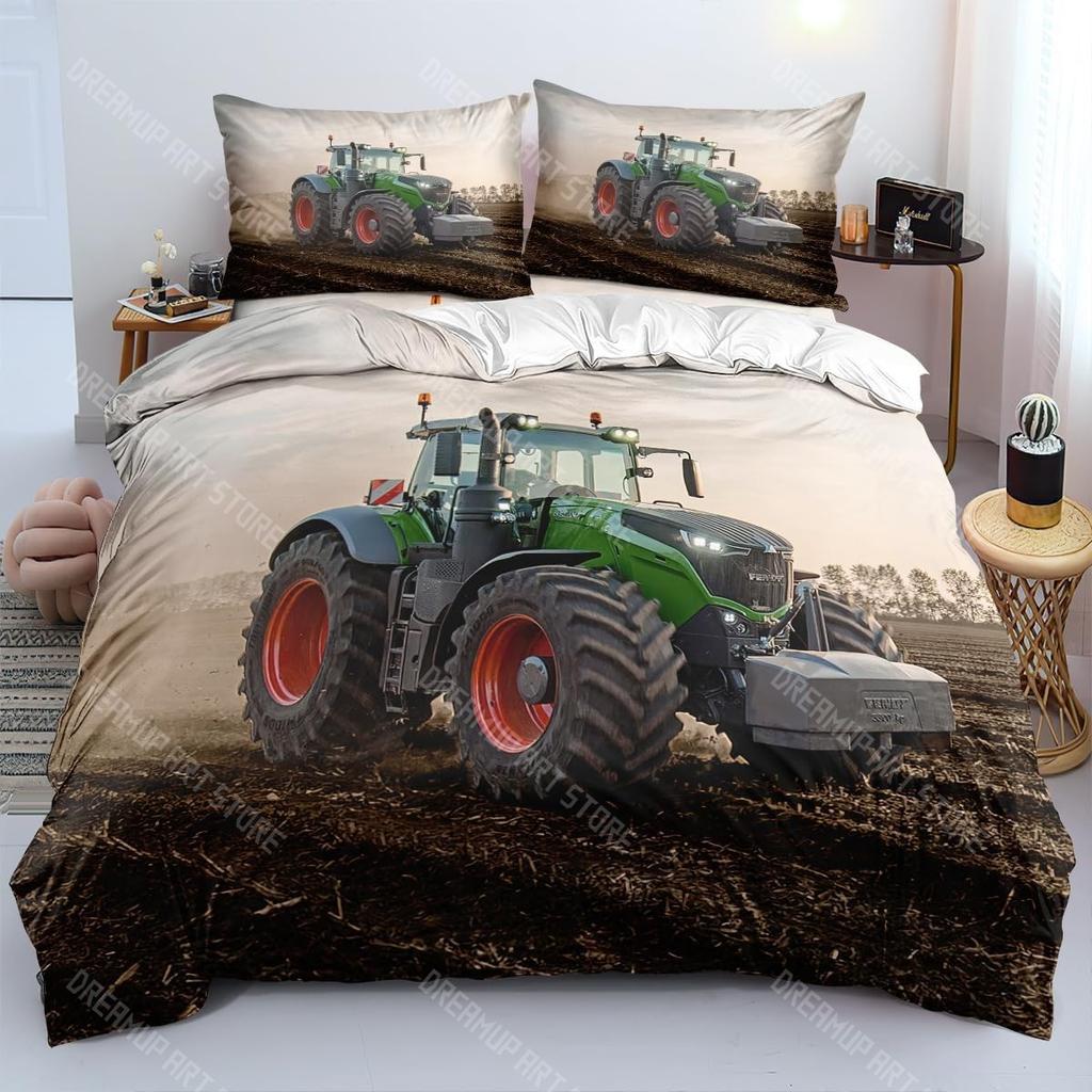 3D Printing Tractor Bedding Set Boys Tractors Duvet Cover Set with Pillowcase Home Textile Twin Full Queen King Children's Gift