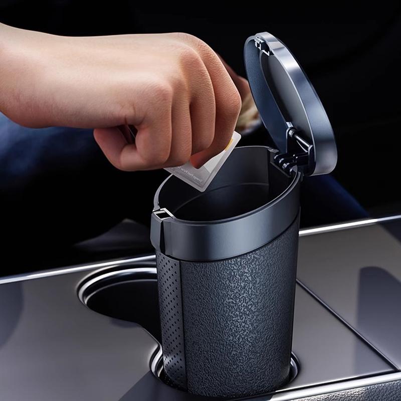 Car Accessories Trash Can with Lid Auto Dust Organizer Includes Garbage Bags Small Car Trash Bin Interior Rubbish Bag