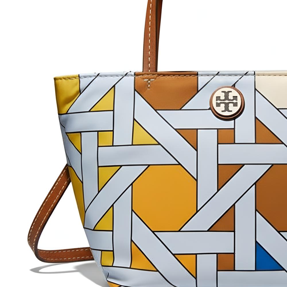 Tory Burch Woven Color Block Design Nylon Tote Bag Mini Women tote bags Multicolor 176042-400
