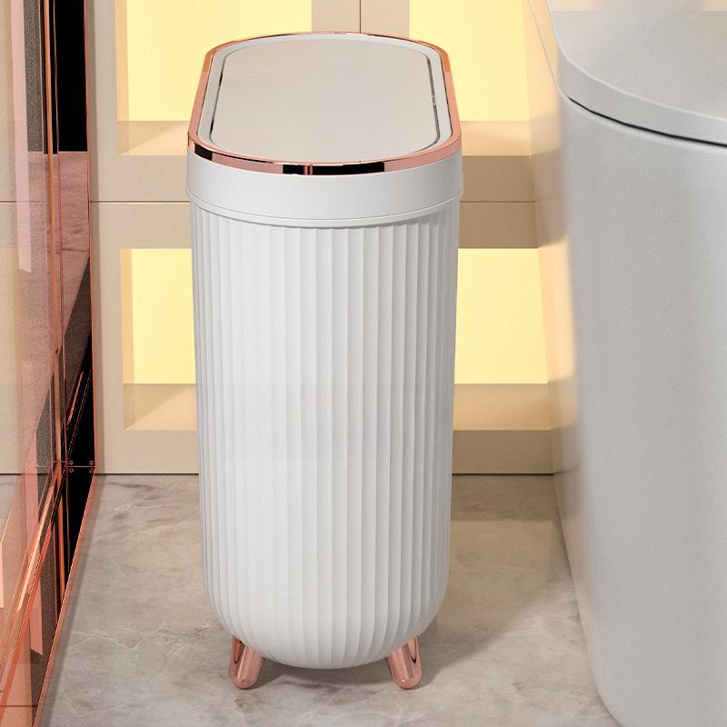 Luxury Narrow Bathroom Waste Bin with Lid - Sealed for Bedroom, Living Room, and Bathroom Use
