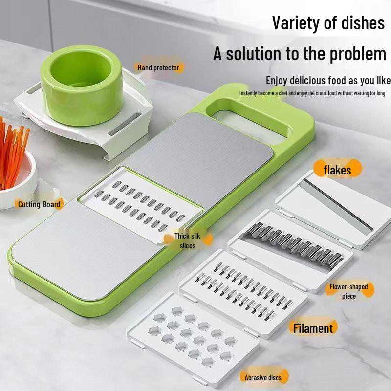 Stainless Steel Multi-Functional Vegetable Cutter & Grater with Hand Guard