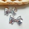 10/18Pcs Diy Hole Shoes Charms Electroplated Silver Bow Tie Accessories Designer Garden Shoe Decoration Girl Gift