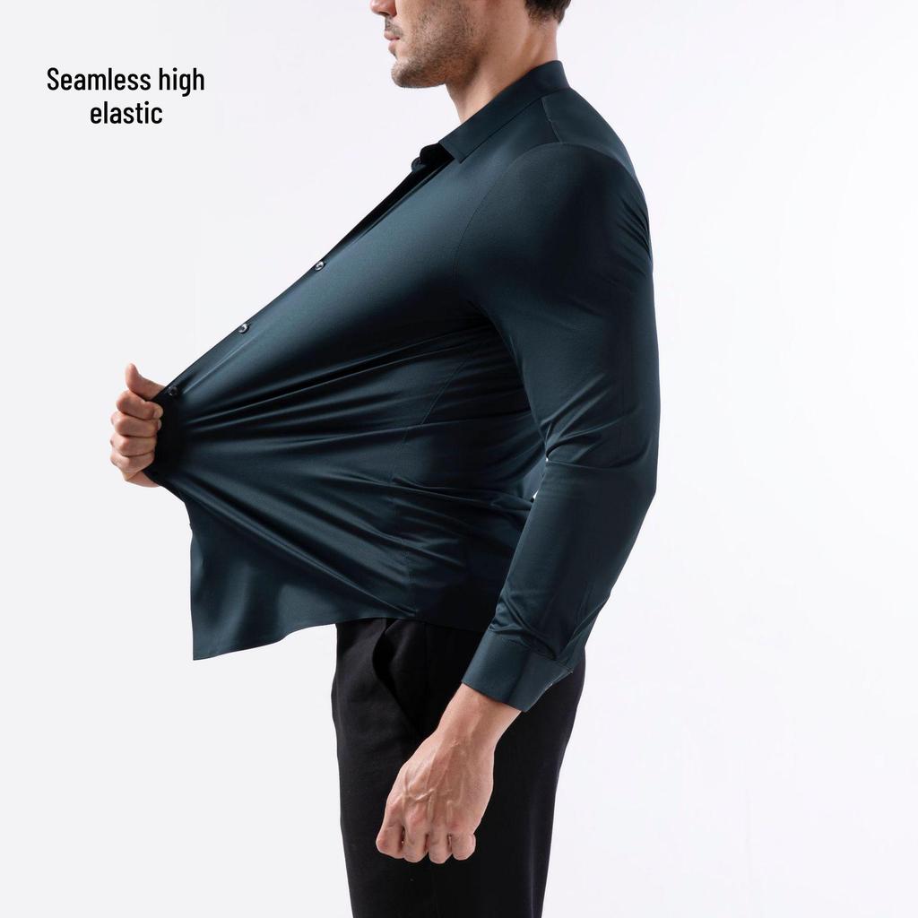 Seamless High Elasticity Four-Way Stretch Wrinkle-Free Men's European Size Shirt
