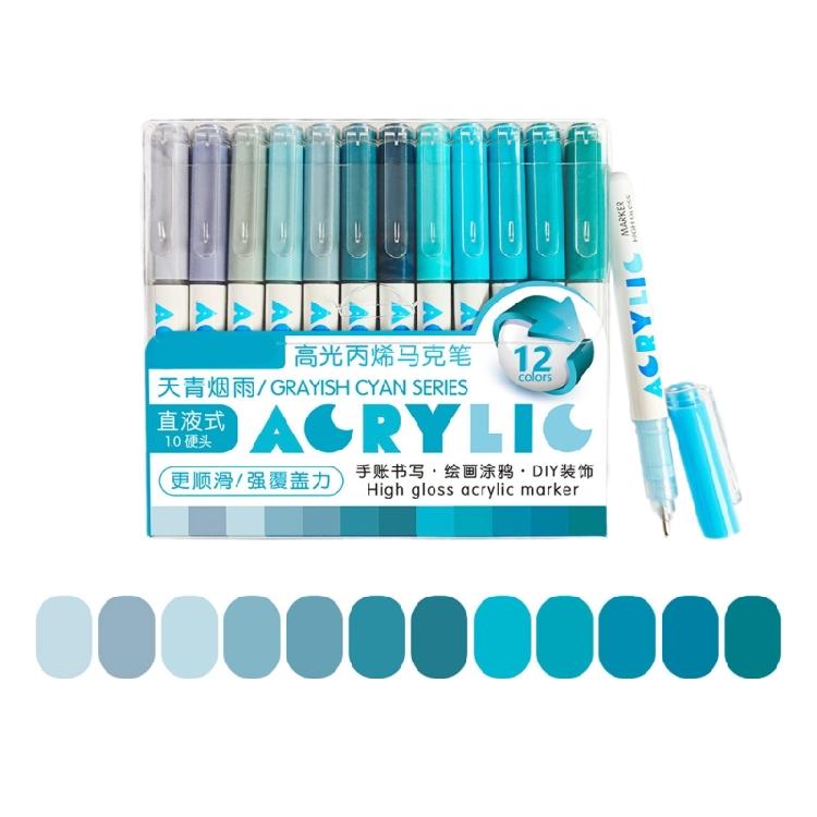 12Pack Glowing in the Dark Acrylic Paint Markers Pen Non Skip Ink Flow for Crafts and Decorations