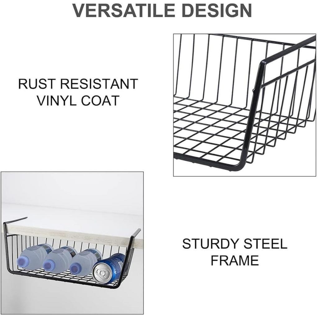 Roysmart 2 Pack Metal Hanging Storage Baskets for Kitchen, Office, Pantry, Bathroom, Cabinet