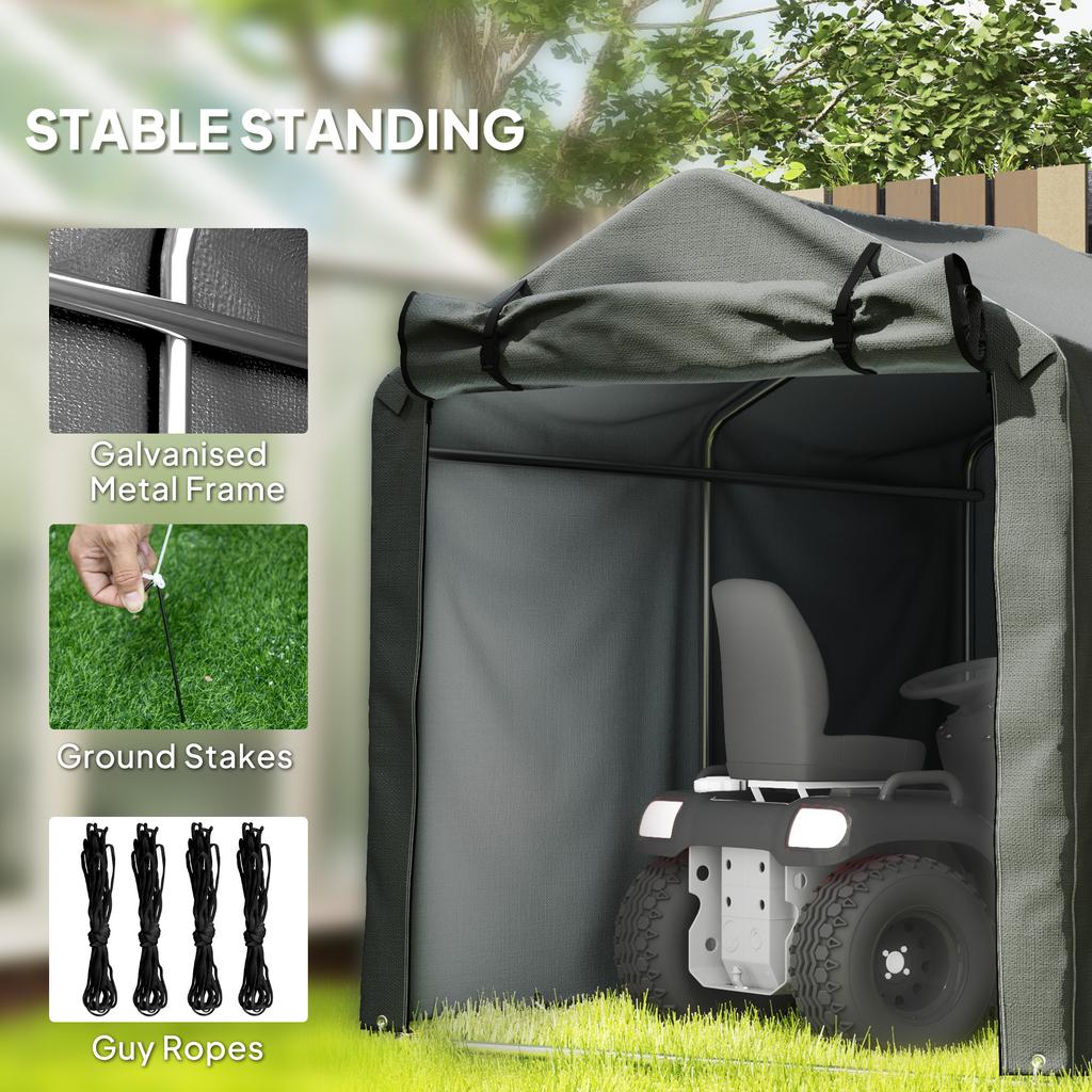 2.2 x 1.6 m Garden Storage Tent, Waterproof Anti-UV Bike Tent with Roll-up Zipper Door, Galvanised Outdoor Storage Shelter Carport for Bike