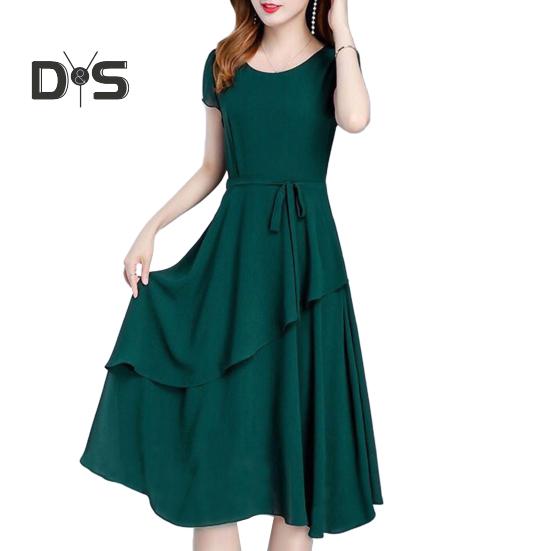 

Летнее женское платье А-силуэта в стиле пэчворк с короткими рукавами и круглым вырезом, со шнуровкой на талии, однотонное платье для свиданий, вечеринок, поездок на работу L зелёный