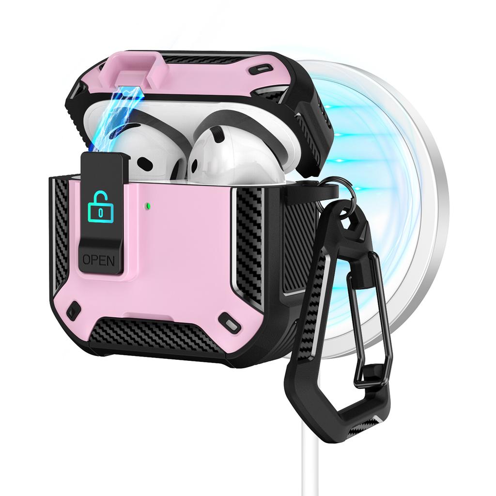 For AirPods 4 Case Compatible with MagSafe TPU PC Earbuds Cover with Carabiner/Stand