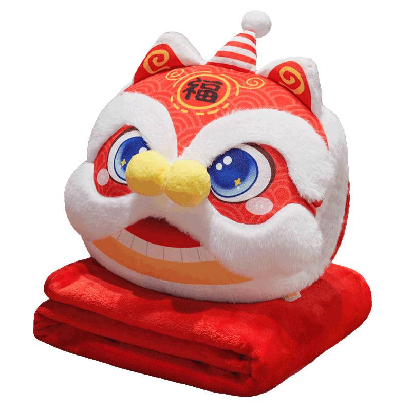 

Южные плюшевые игрушки-львы, мультяшные животные, одеяло-змея 3 в 1, талисман года Рождества красный