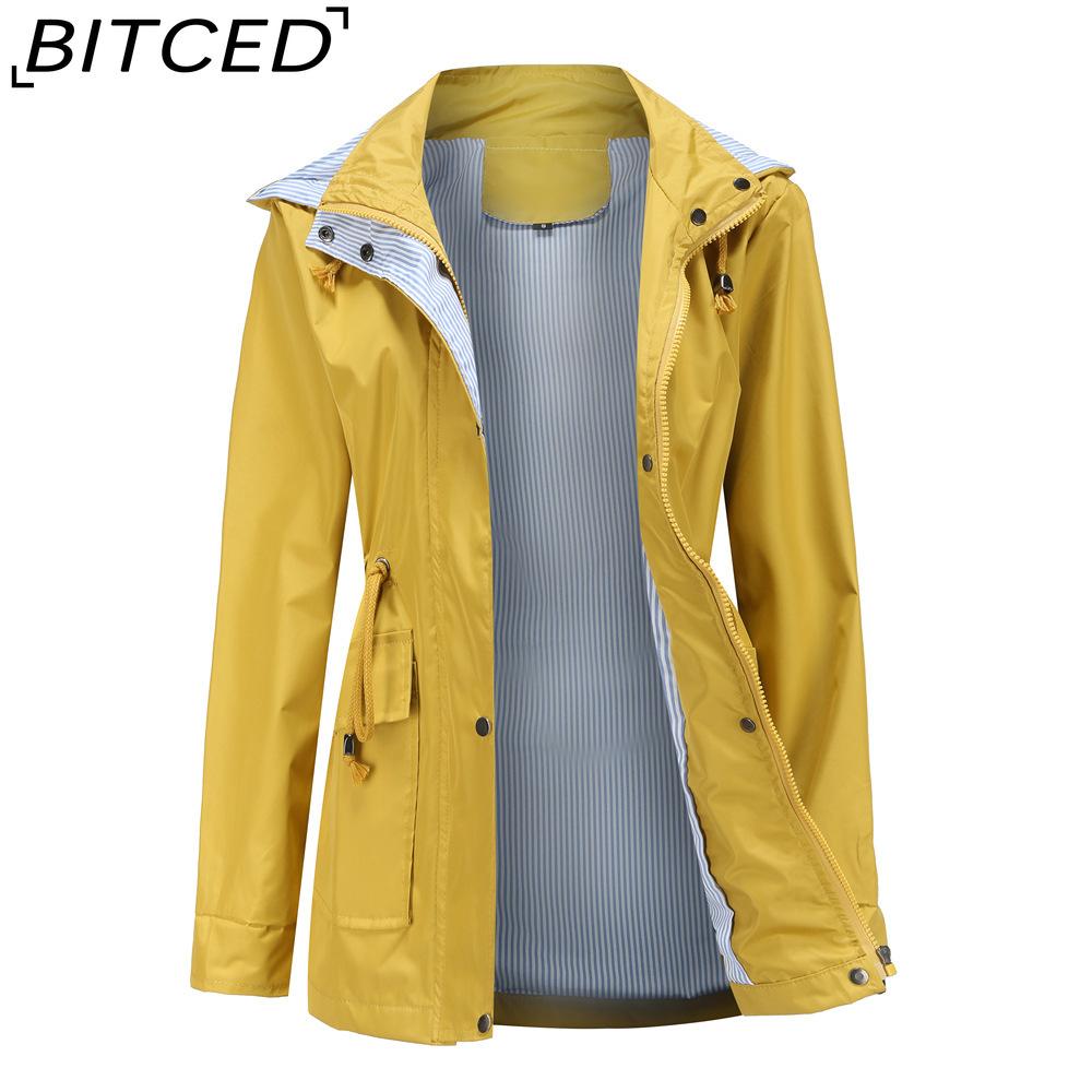 BITCED Autumn/Winter Detachable Hood Trench Coat Plus Size Women's Raincoat