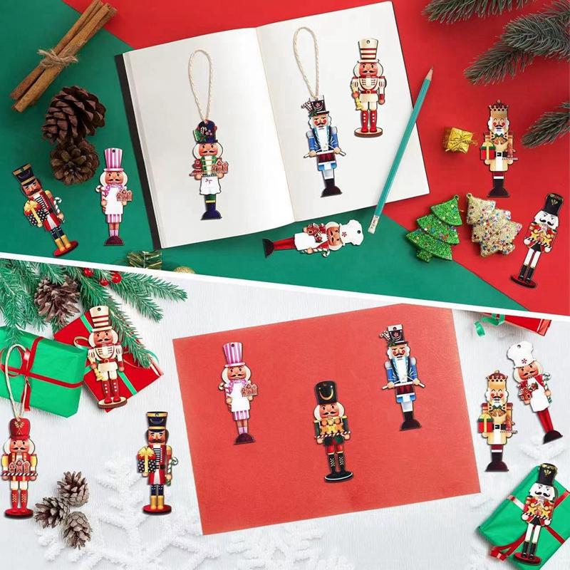 20Pcs Nutcracker Soldier Wooden Pendant Christmas Tree Hanging Ornaments Decoration for Home Navidad 2026 New Year Kids Gift