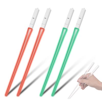 2 Pair Lightsaber Chopsticks Light Up LED 9 Colorful Color Changing Chopsticks Transparent ABS Lightweight and Portable