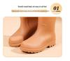 Japanese Style Pink Women's Tall Waterproof Rain Boots - Slimming, Non-Slip, Height-Increasing, with Drawstring Closure.