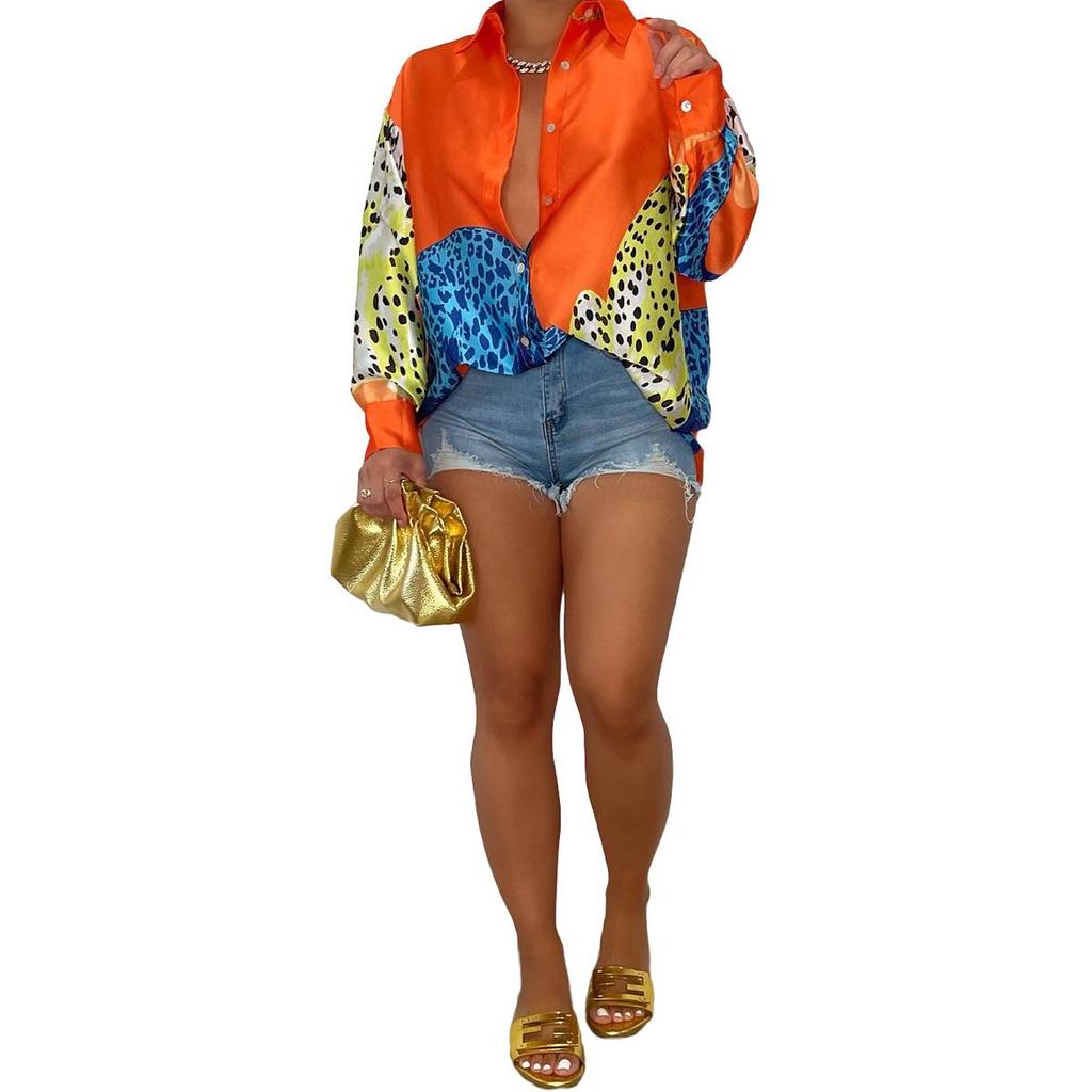 BN248 Leopard Print Button Shirt Dress - European & American Women's Fashion