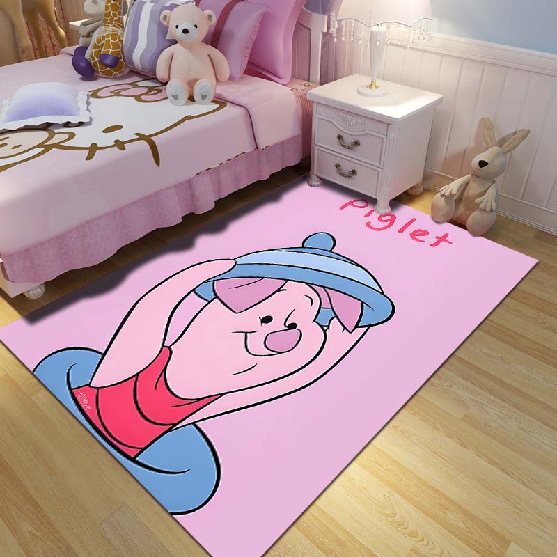 1PC Winnie The Pooh Piglet Printed Carpet Living Room Bedroom Kids Room Large Area Decor Non-slip Floor Mat Kids Play Area Rug