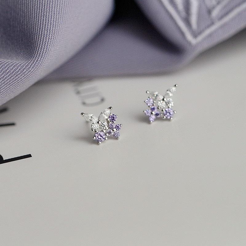 Lavendel Schmetterling Ohrringe: 14 Karat Gold und S925 Sterlingsilber, exquisites leichtes Luxus-Nischendesign.
