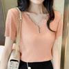 Shop   Women Wave Neck Ribbed Short Sleeve Knit Won Wkn Wfje4mz